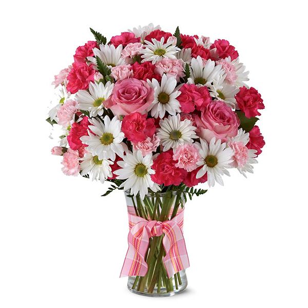  Kütahya Çiçekçiler Vazoda Pembe Beyaz Çiçekler
