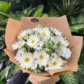 Kütahya Çiçekçi Beyaz gerbera ve beyaz papatya
